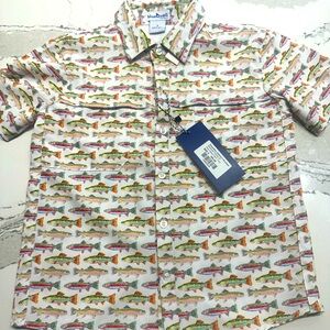 Blue quail button down boys shirt. Size 5- UPF 50